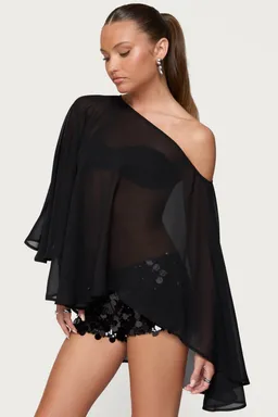 Poncho asimétrico gasa traslúcida de Edikted en Capas y Ponchos para argentina