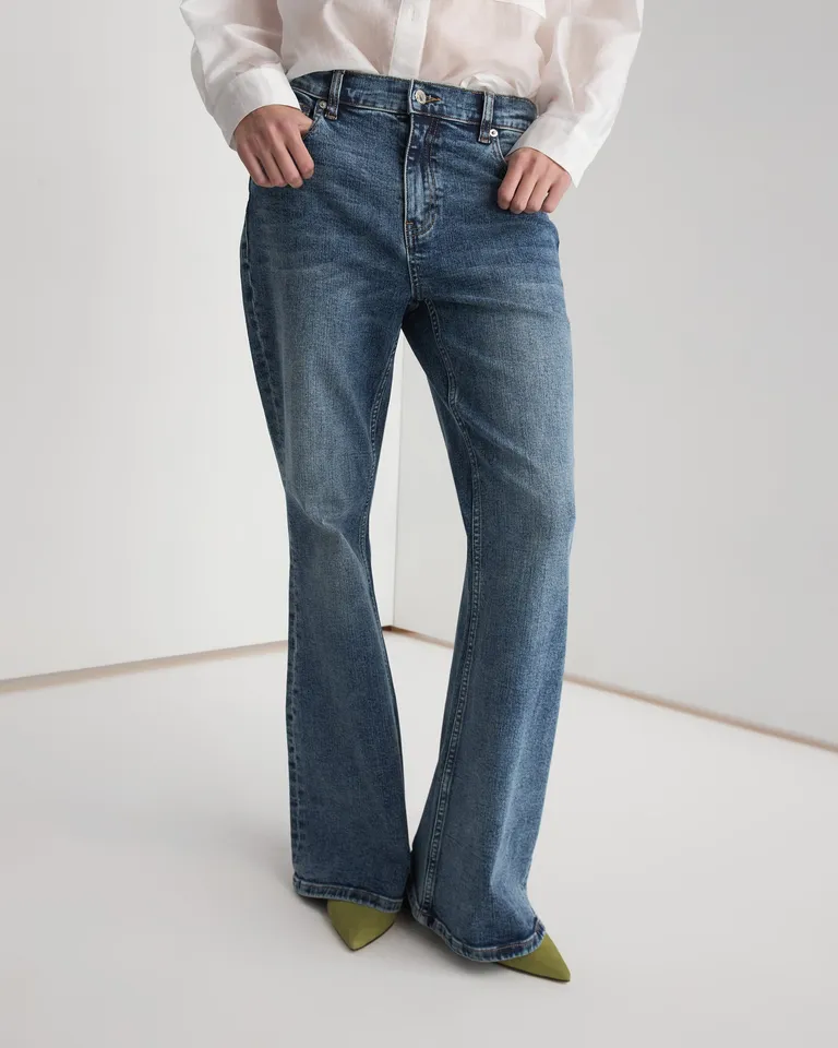 Pantalones de tiro medio en denim con lavado sutil de Prüne en Pantalones para argentina