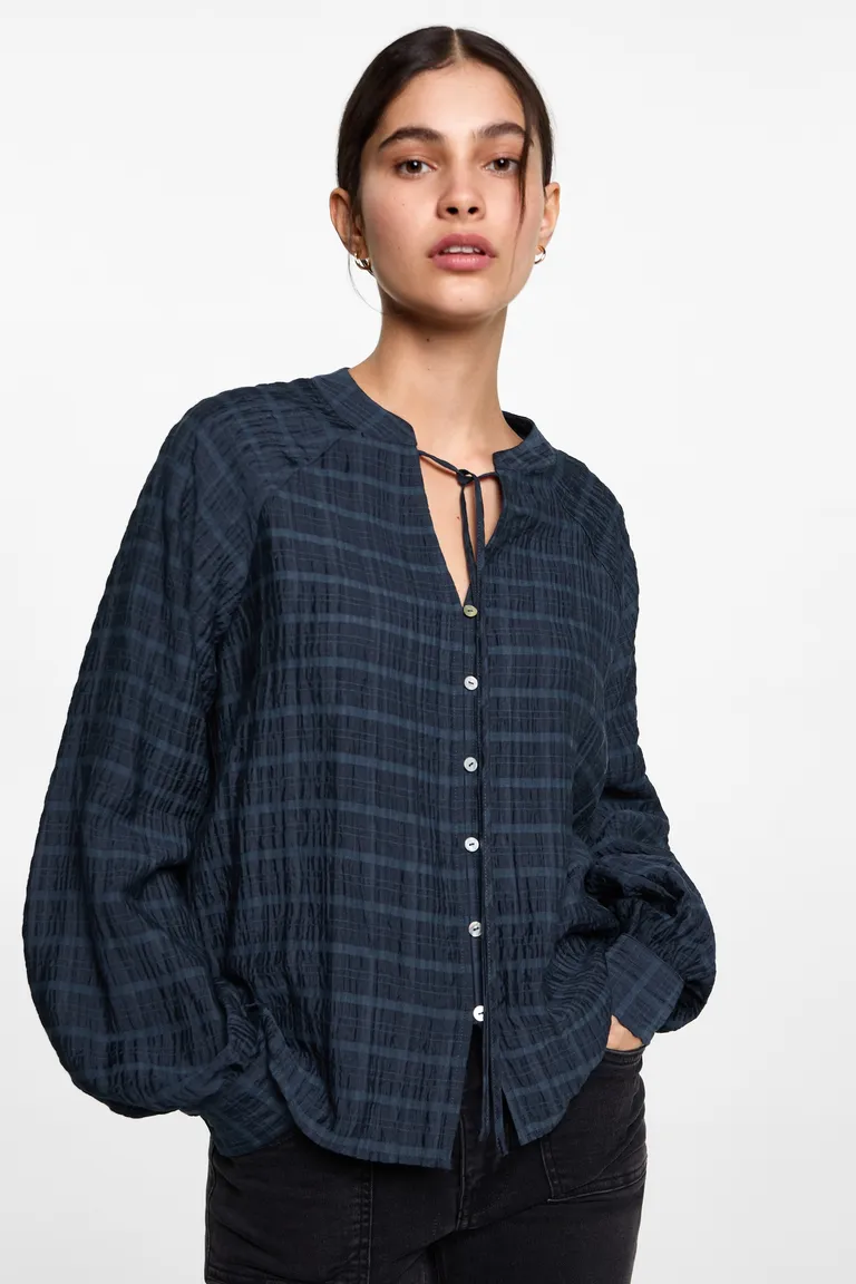 Blusa cuadros con lazo de Mango Teen en Blusas para argentina