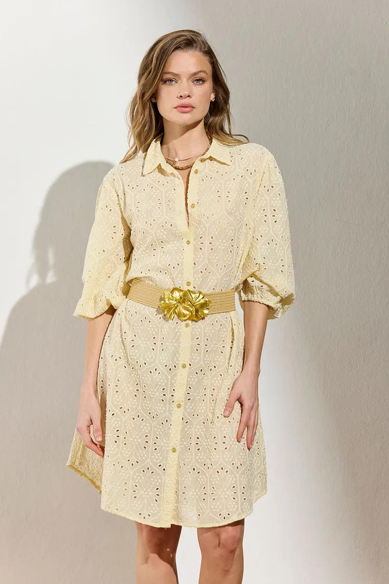 Túnica estilo camisera de broderie de algodón con mangas 3/4 y botones centrales de Indiastyle en Túnicas para argentina