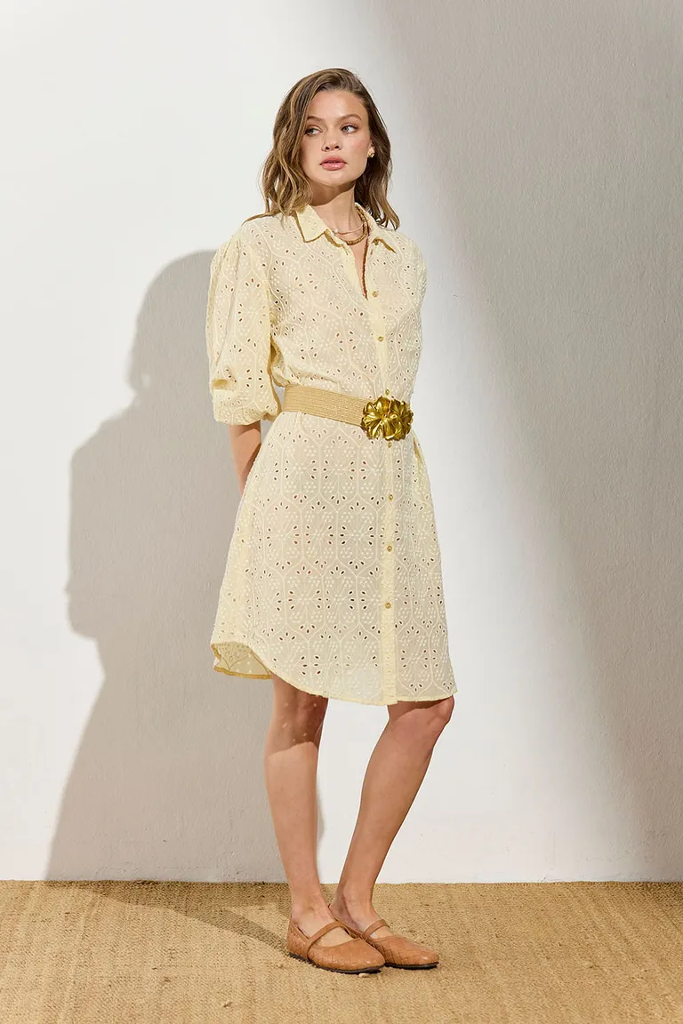 Túnica estilo camisera de broderie de algodón con mangas 3/4 y botones centrales de Indiastyle en Túnicas para argentina