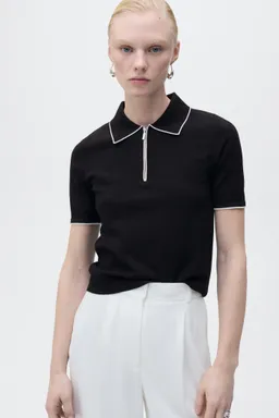 Sweater polo ribetes contraste de Mango en Remeras para argentina