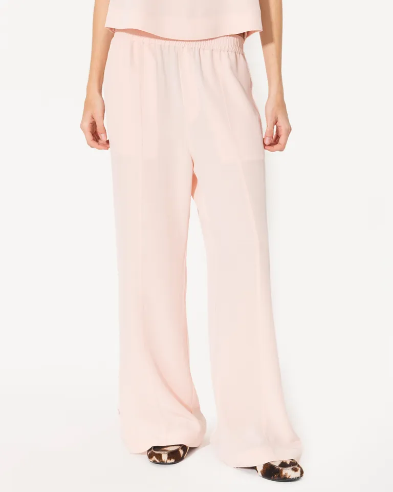 Pantalón ancho de satén en color rosa para mujer de Jazmin Chebar en Pantalones para argentina