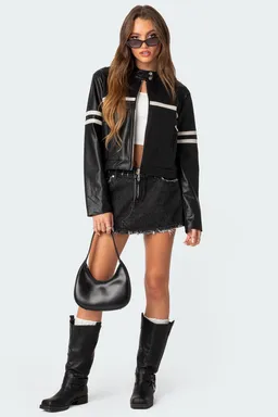 Rockstar chaqueta cuero sintético oversize de Edikted en Chaquetas para argentina