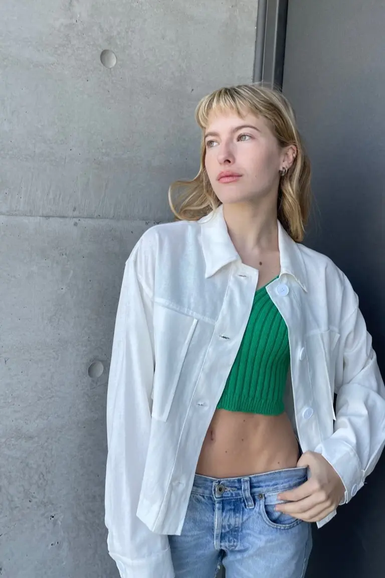 Camisaco Crop Lino de Hesed en Tops para argentina