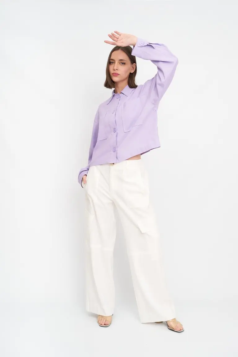 Camisaco Crop Lino de Hesed en Tops para argentina