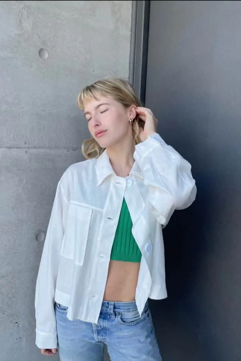 Camisaco Crop Lino de Hesed en Tops para argentina