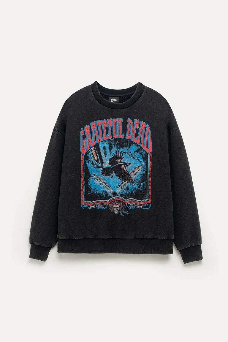 Buzo de frisa negra con estampa icónica de Grateful Dead de 47 Street en Buzos y Sweaters para argentina