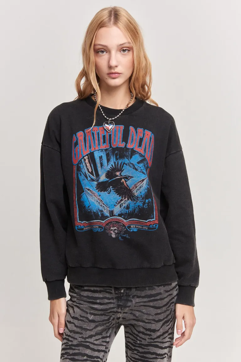 Buzo de frisa negra con estampa icónica de Grateful Dead de 47 Street en Buzos y Sweaters para argentina