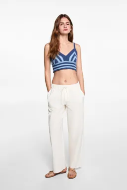 Pantalón recto lino de Mango Teen en Pantalones para argentina