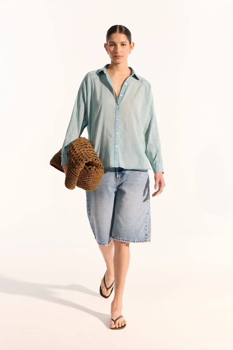 Camisa de voile verde con manga amplia y calce holgado para mujer de Portsaid en Camisas para argentina