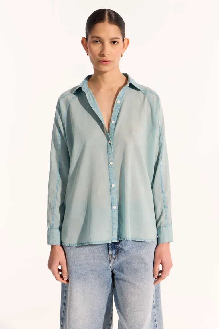 Camisa de voile verde con manga amplia y calce holgado para mujer de Portsaid en Camisas para argentina