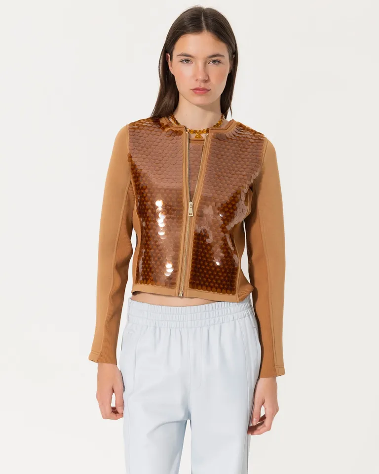 Hoodie de punto con lentejuelas en diseño geométrico de Jazmin Chebar en Buzos y Sweaters para argentina