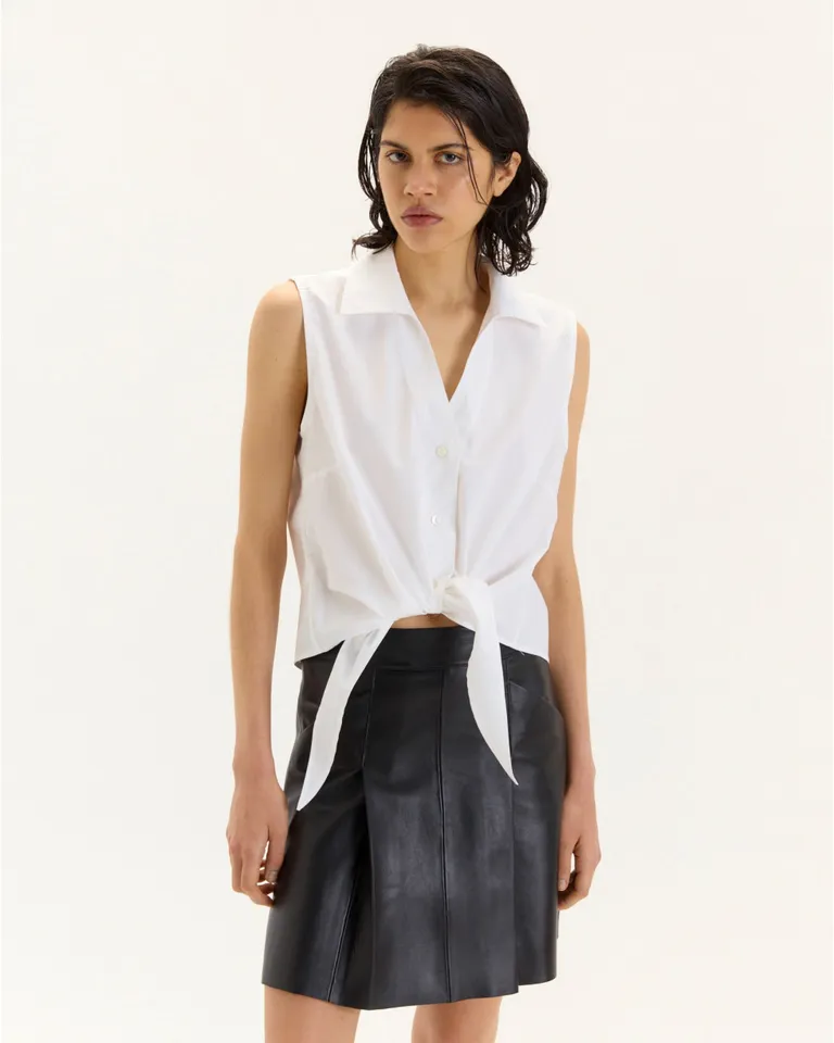 Camisa sin mangas marrón con terminación anudable en el frente de Blue Sheep en Camisas para argentina