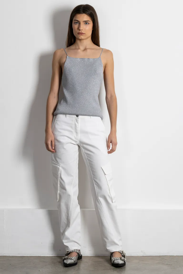 Pantalón recto de gabardina para mujer, con bolsillos y recortes de Kill en Pantalones para argentina
