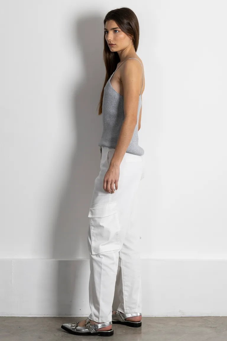 Pantalón recto de gabardina para mujer, con bolsillos y recortes de Kill en Pantalones para argentina