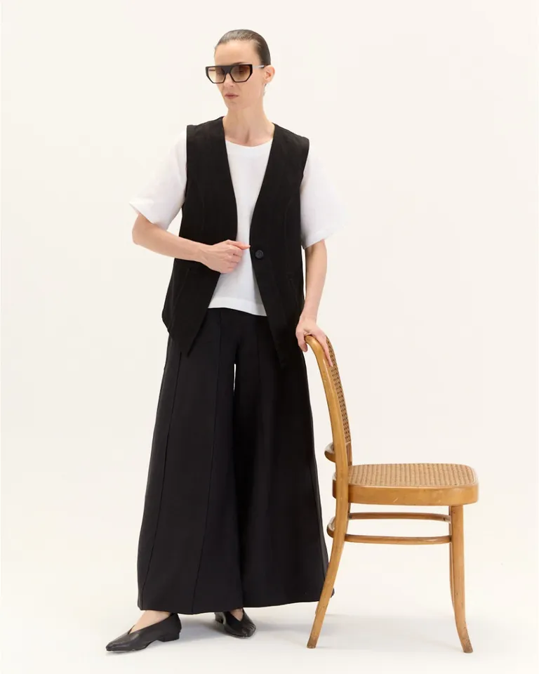 Chaleco largo de gabardina con diseño estructurado y botón delantero de Blue Sheep en Chalecos para argentina