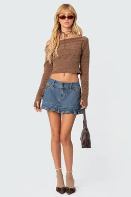Mini falda denim lavado plisada de Edikted en Faldas para argentina