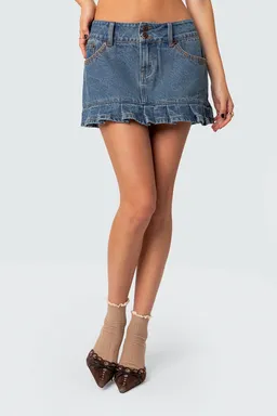 Mini falda denim lavado plisada de Edikted en Faldas para argentina