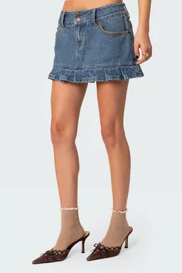 Mini falda denim lavado plisada de Edikted en Faldas para argentina