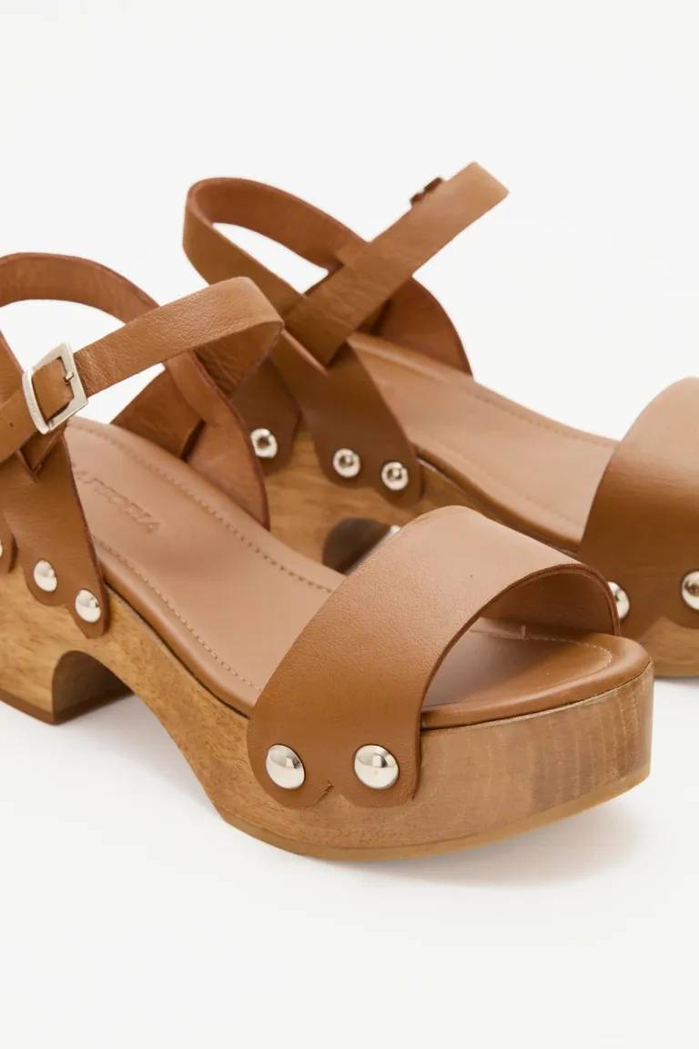 Sandalias de plataforma de madera con tira y pulsera en cuero de Rapsodia en Sandalias para argentina