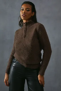 Jumper tejido bouclé con cremallera de Misspap en Buzos y Sweaters para argentina