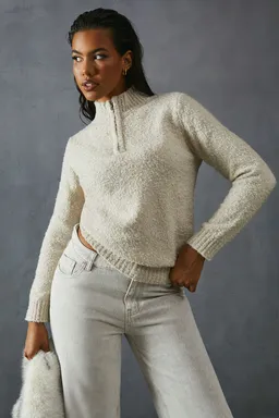 Jumper tejido bouclé con cremallera de Misspap en Buzos y Sweaters para argentina