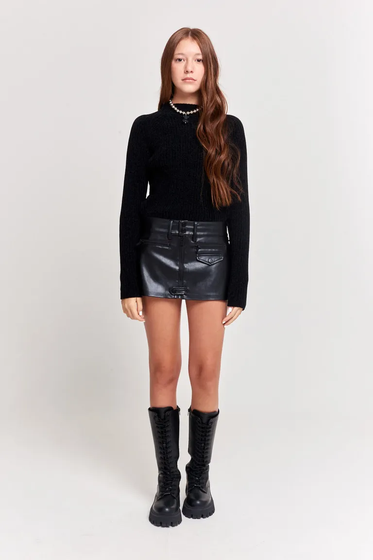 Falda tiro bajo efecto piel con cierre metálico y bolsillo fantasía de 47 Street en Faldas para argentina