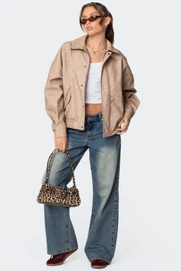 Campera cuero sintético oversize mori de Edikted en Chaquetas para argentina