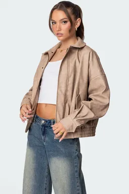 Campera cuero sintético oversize mori de Edikted en Chaquetas para argentina