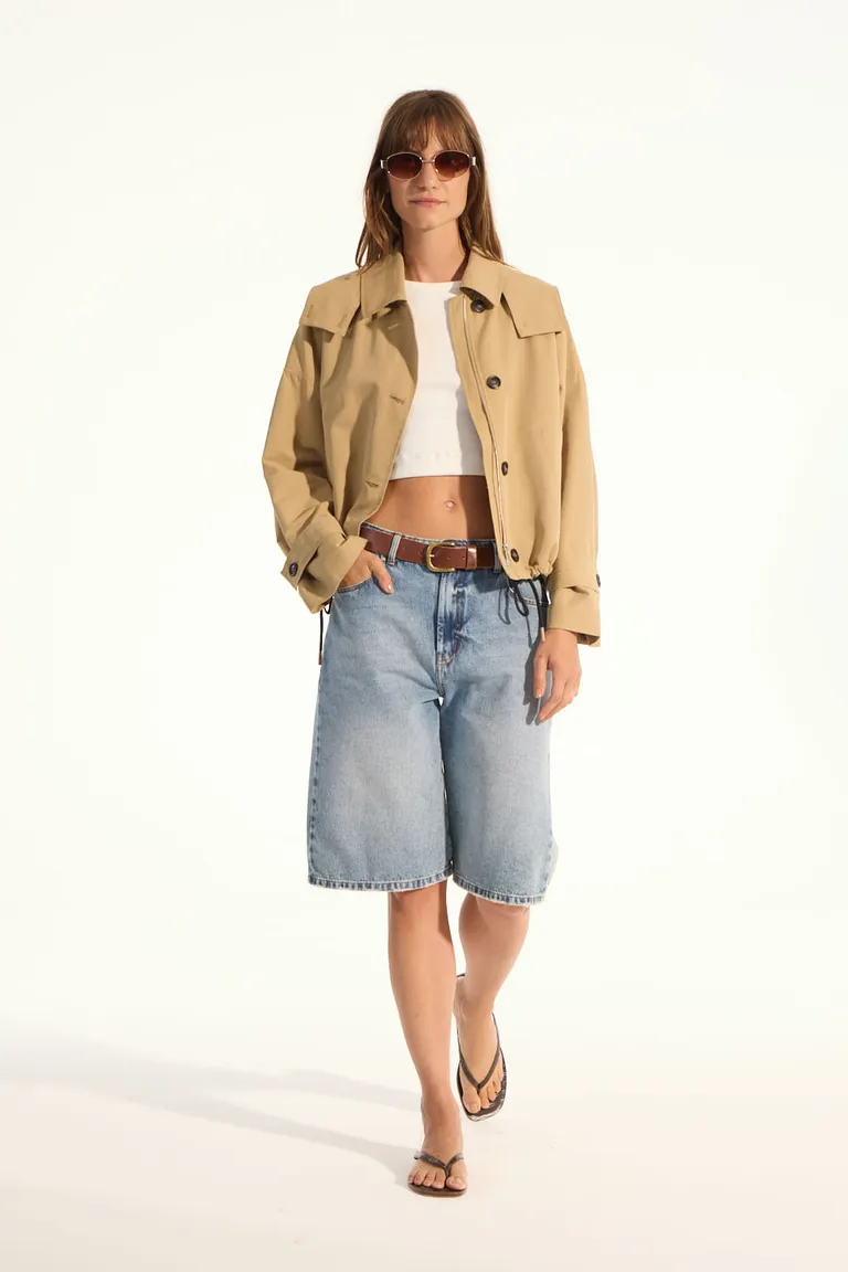 Chaqueta oversize beige con capucha desmontable y silueta relajada de Portsaid en Chaquetas para argentina