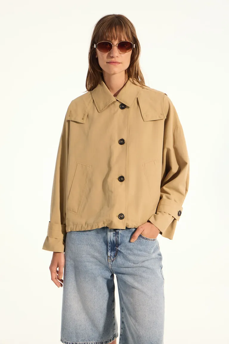 Chaqueta oversize beige con capucha desmontable y silueta relajada de Portsaid en Chaquetas para argentina