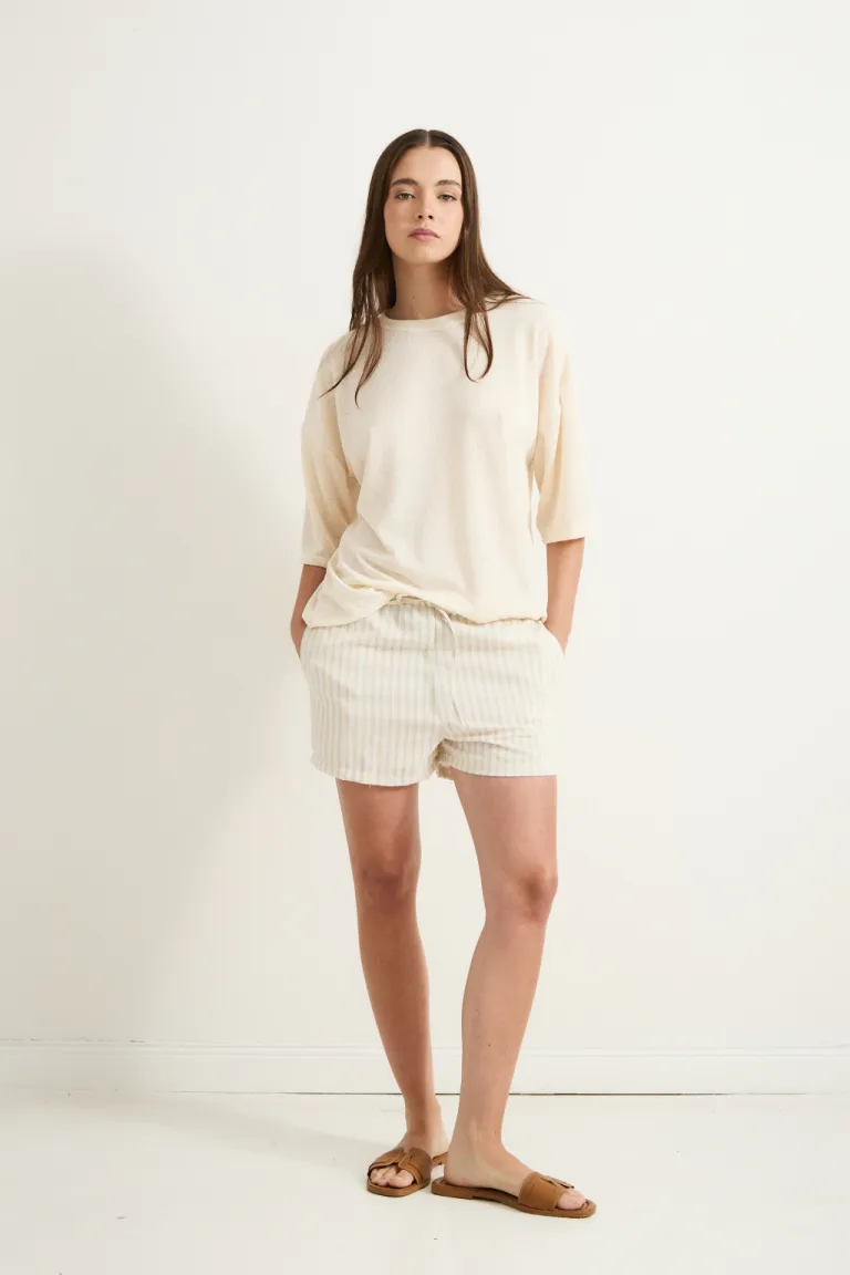 Remera oversize de manga 3/4 en textil de lino con lanilla de Audaz en Remeras para argentina