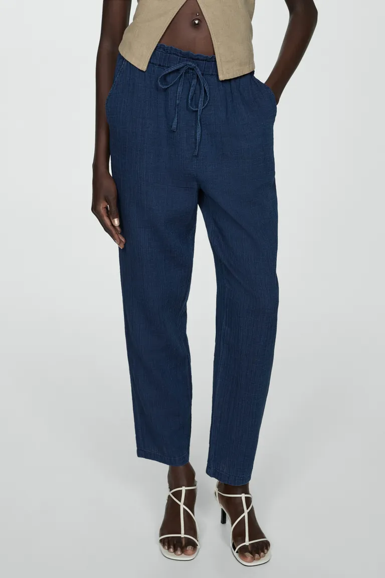 Pantalón algodón cintura elástica de Mango en Pantalones para argentina