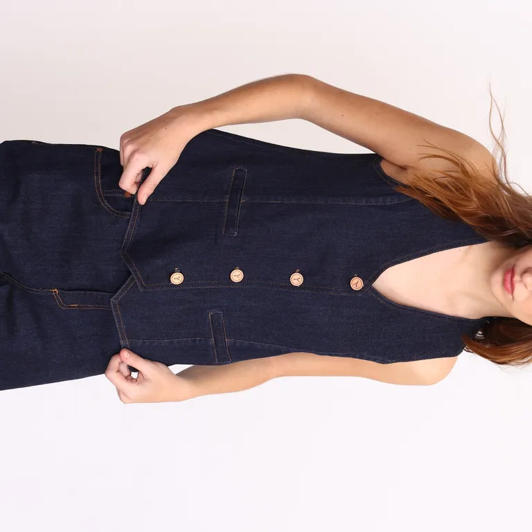 Chaleco de denim negro con bolsillo ojal y botones metálicos de Yagmour en Chalecos para argentina