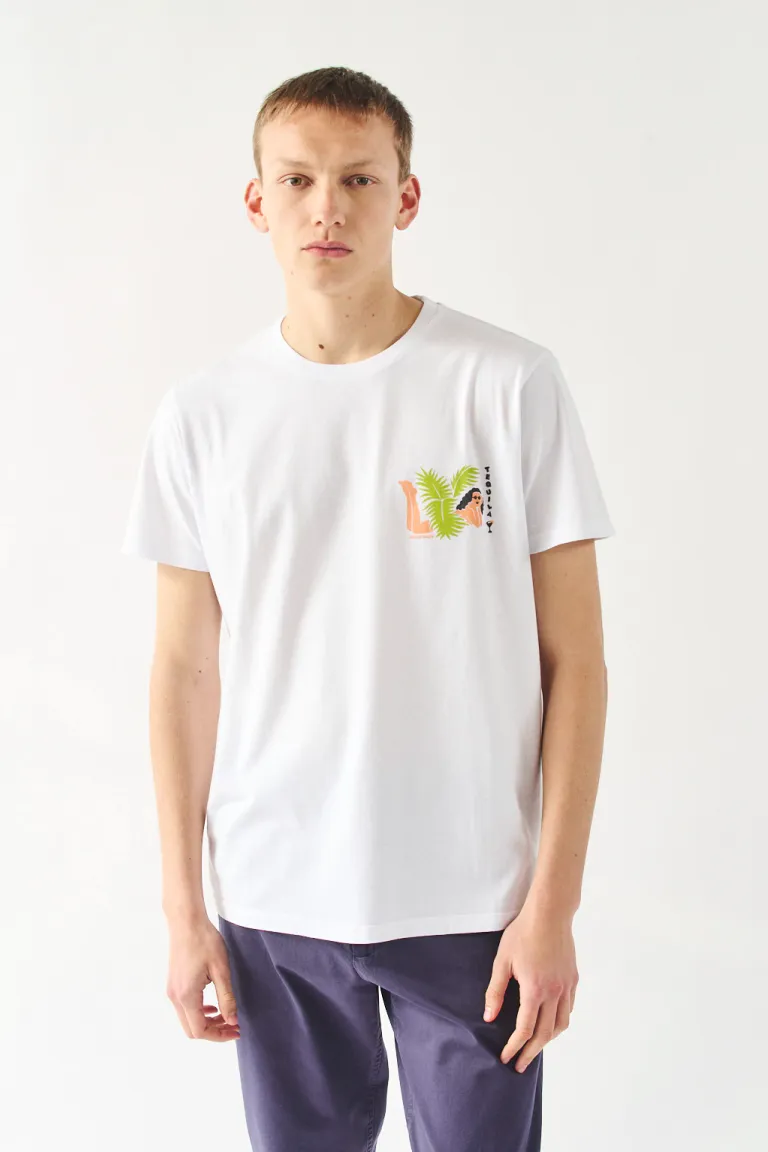 Remera blanca con estampado gráfico para hombre de Bensimon en Remeras y Polos para argentina