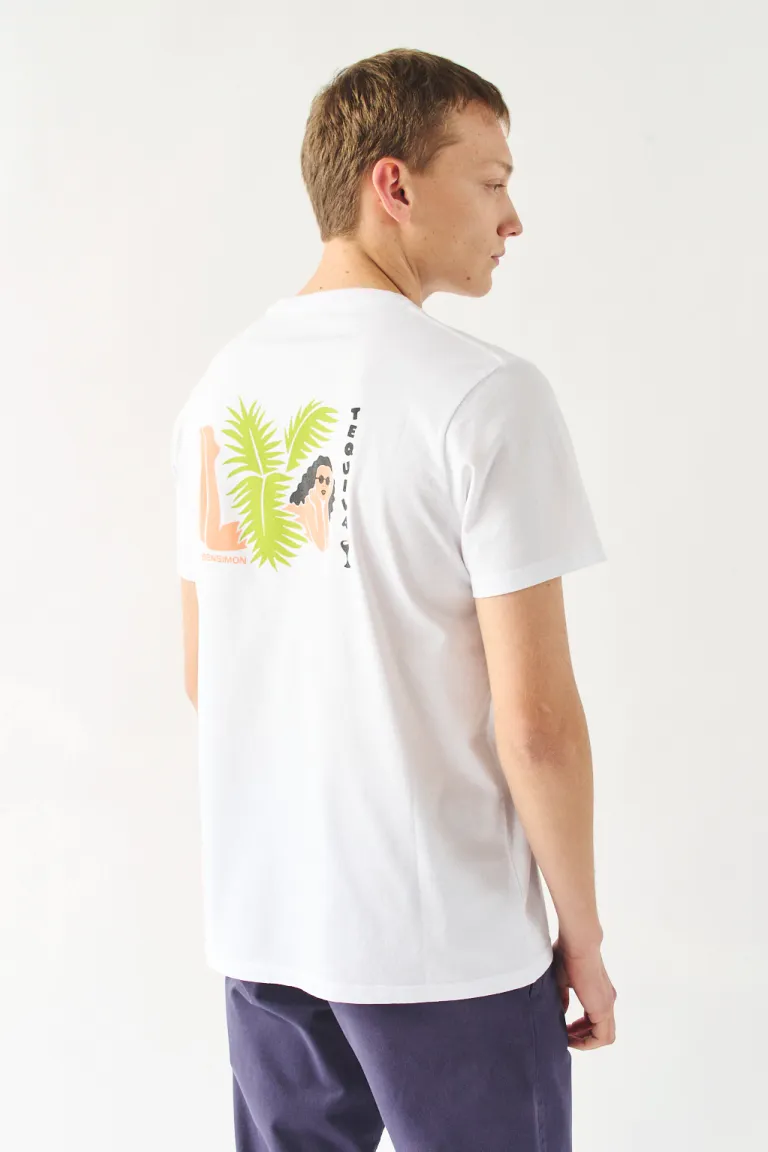 Remera blanca con estampado gráfico para hombre de Bensimon en Remeras y Polos para argentina