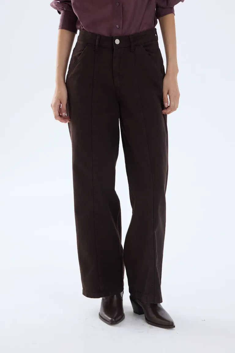 Pantalón de tiro medio con calce relajado de piernas anchas y detalle de recortes de Portsaid en Pantalones para argentina