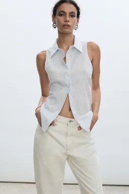 Camisa rayas con textura de Mango en Camisas para argentina