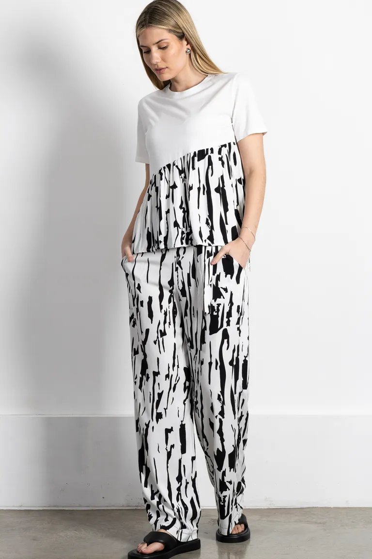 Pantalón estampado de silueta holgada con lazo ajustable en la cintura de Kill en Pantalones para argentina