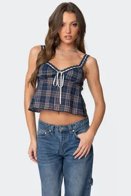 Musculosa cuadros encaje de Edikted en Tops para argentina