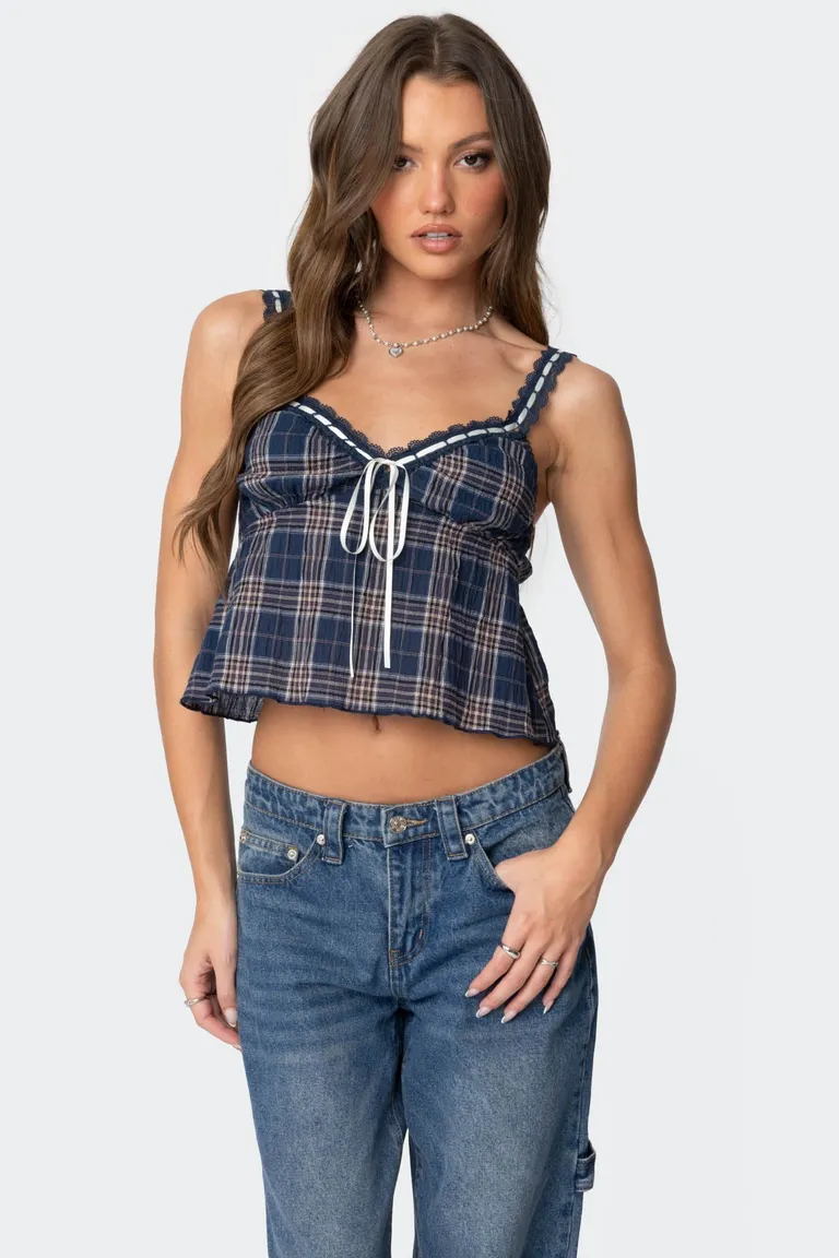 Musculosa cuadros encaje de Edikted en Tops para argentina
