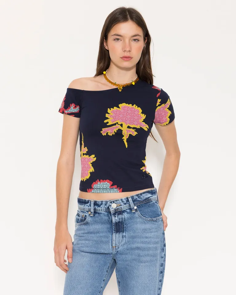 Top Asimétrico Estampado con Bordado - Moda Mujer Argentina de Jazmin Chebar en Tops para argentina