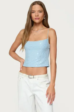 Musculosa texturizada metalizada lentejuelas de Edikted en Tops para argentina
