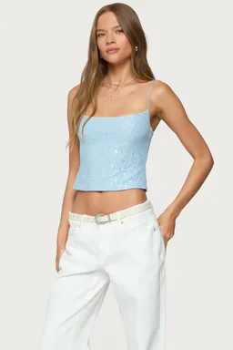 Musculosa texturizada metalizada lentejuelas de Edikted en Tops para argentina