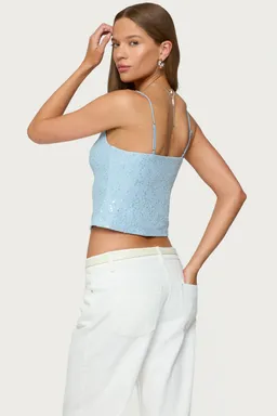 Musculosa texturizada metalizada lentejuelas de Edikted en Tops para argentina