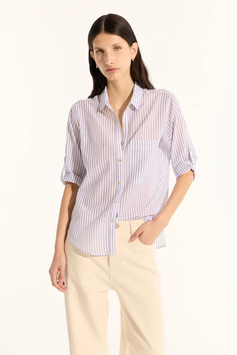 Camisa manga tres cuartos con bolsillo frontal y botones de nácar de Portsaid en Camisas para argentina