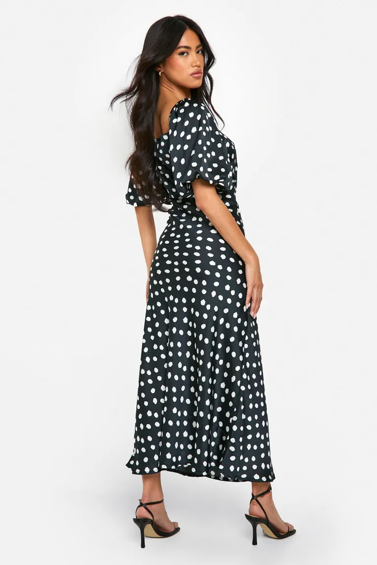Vestido midi lunares manga abullonada de Boohoo en Vestidos para argentina
