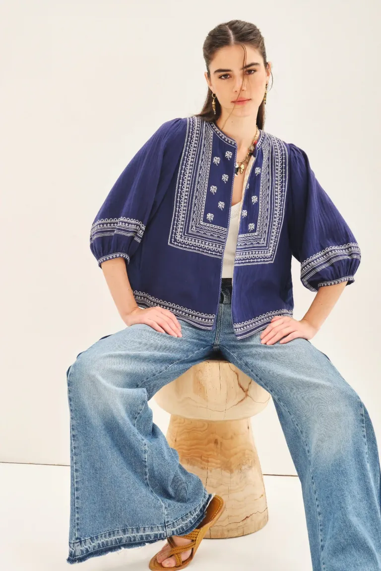 Saco de algodón de silueta amplia y detalles bordados de Rapsodia en Blazers para argentina