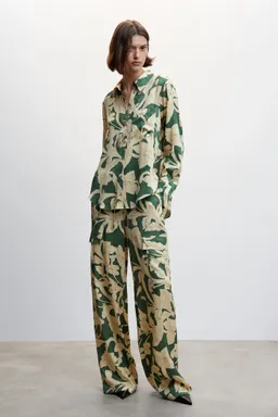 Pantalón jacquard floral bolsillos de Mango en Pantalones para argentina